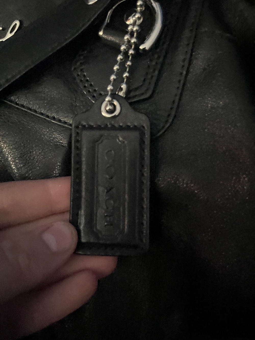 Coach Black Leather Shoulder Tote with Polished Hardware - Picture 2 of 6